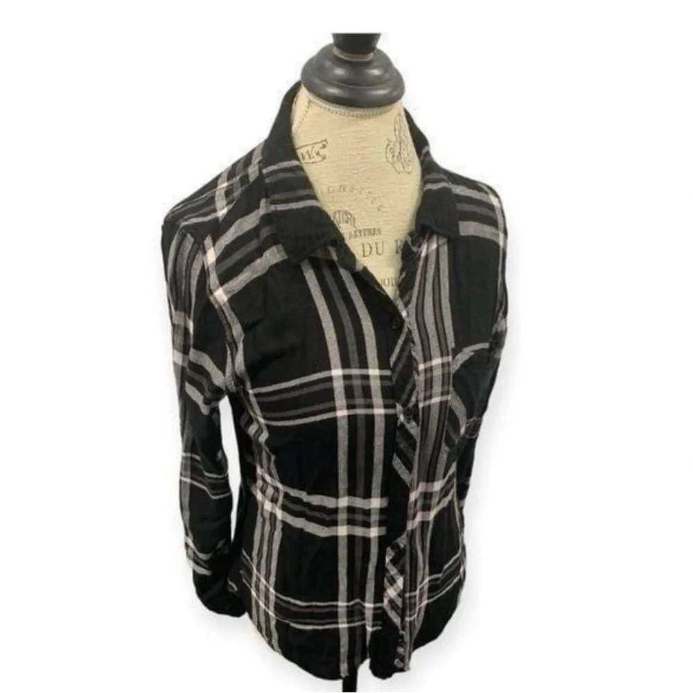 Women's Black and Pink Rails Plaid Button-Up Shirt Medium soft - Picture 4 of 4